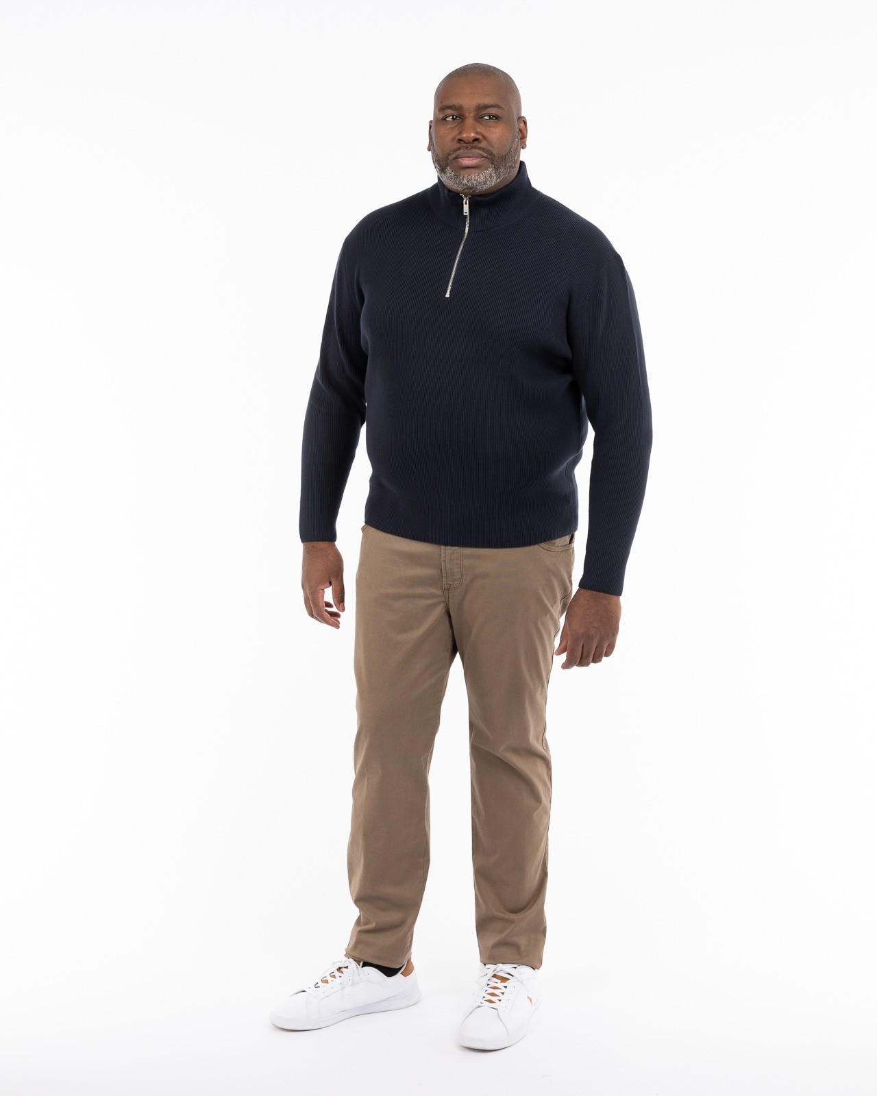 Pull col camionneur grande taille bleu marine