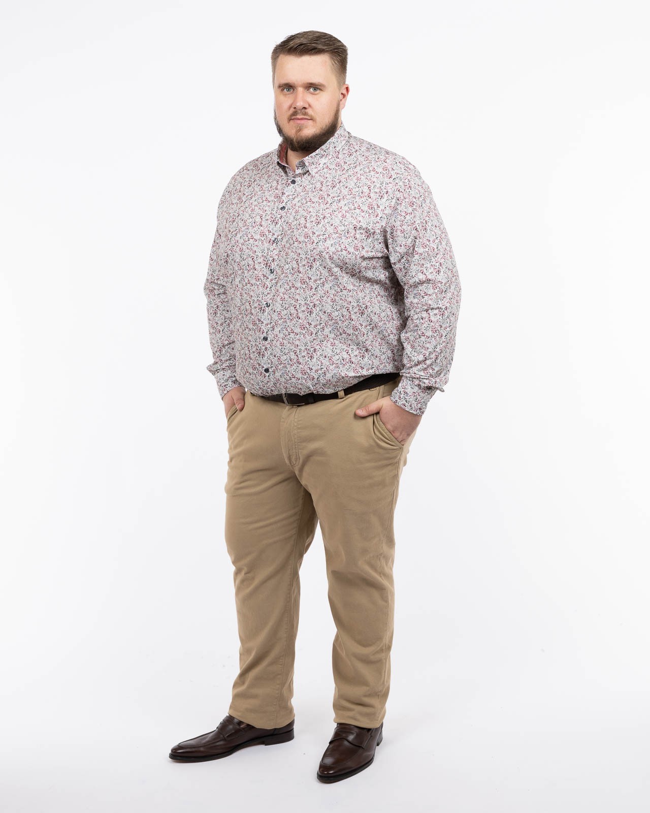 Chemise fleurie grande taille gris