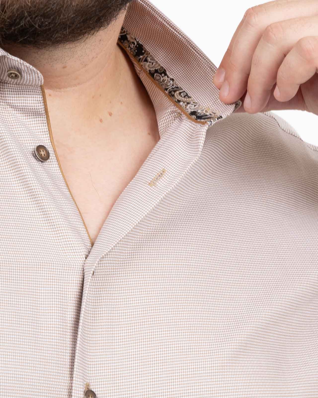 Chemise pied de poule grande taille beige