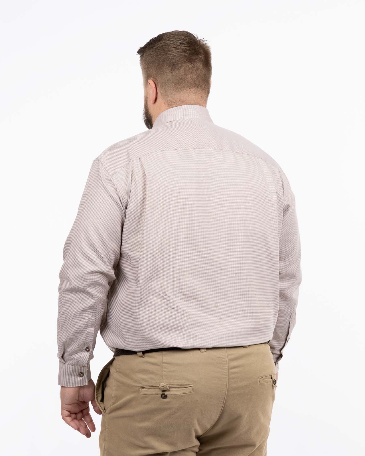 Chemise pied de poule grande taille beige