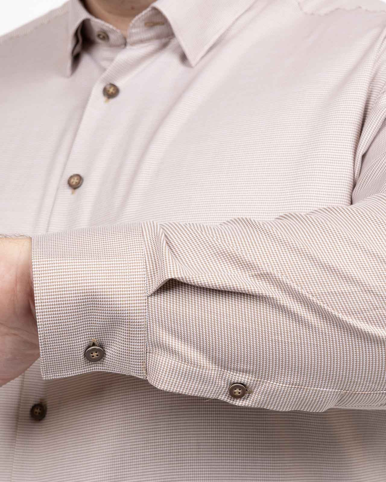 Chemise pied de poule grande taille beige