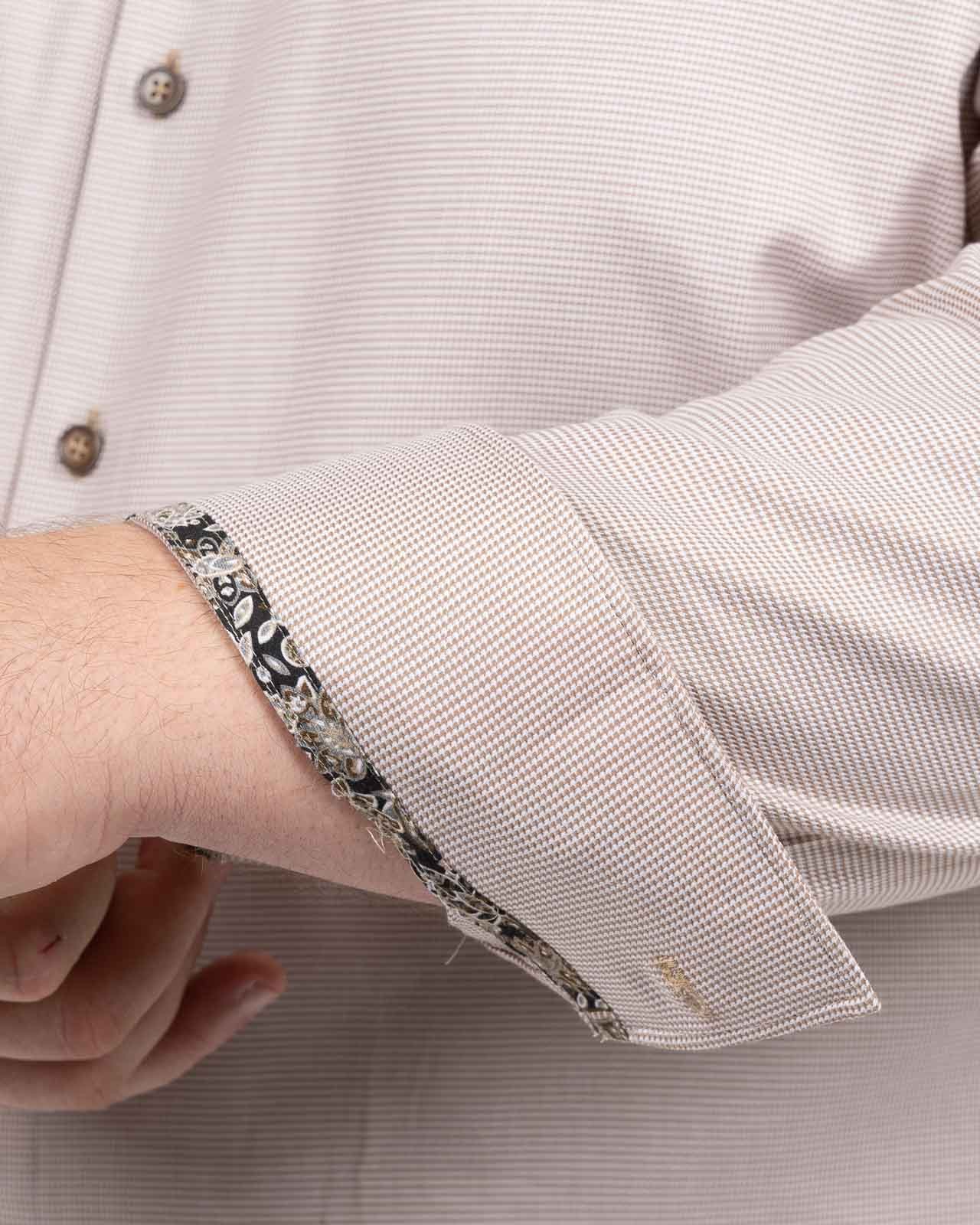 Chemise pied de poule grande taille beige