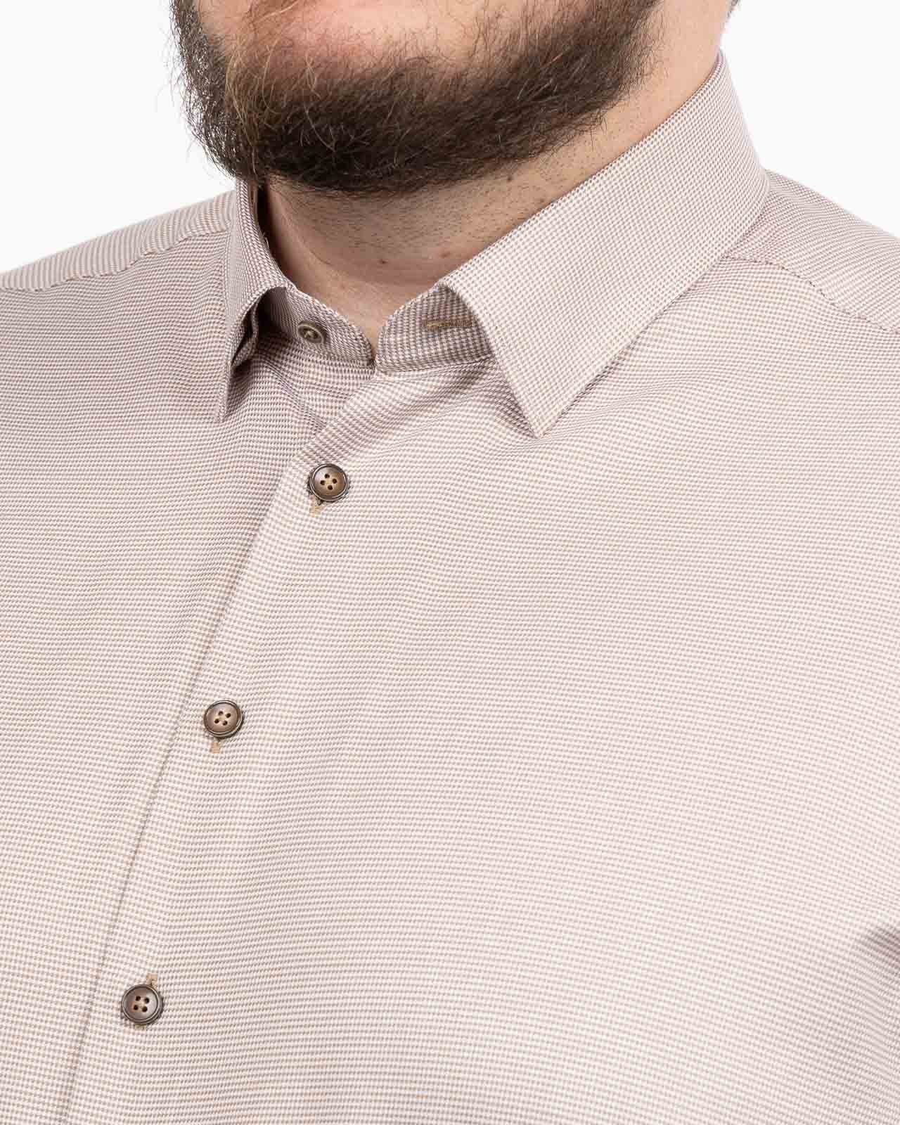 Chemise pied de poule grande taille beige