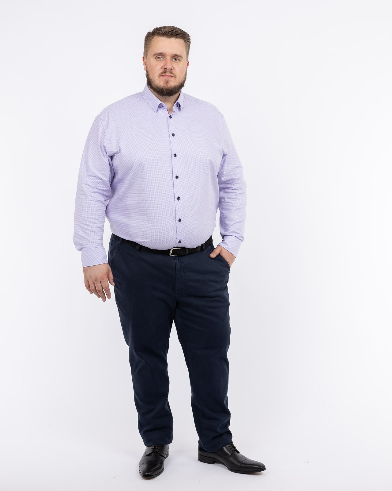 Chemise dobby gaufré grande taille violette