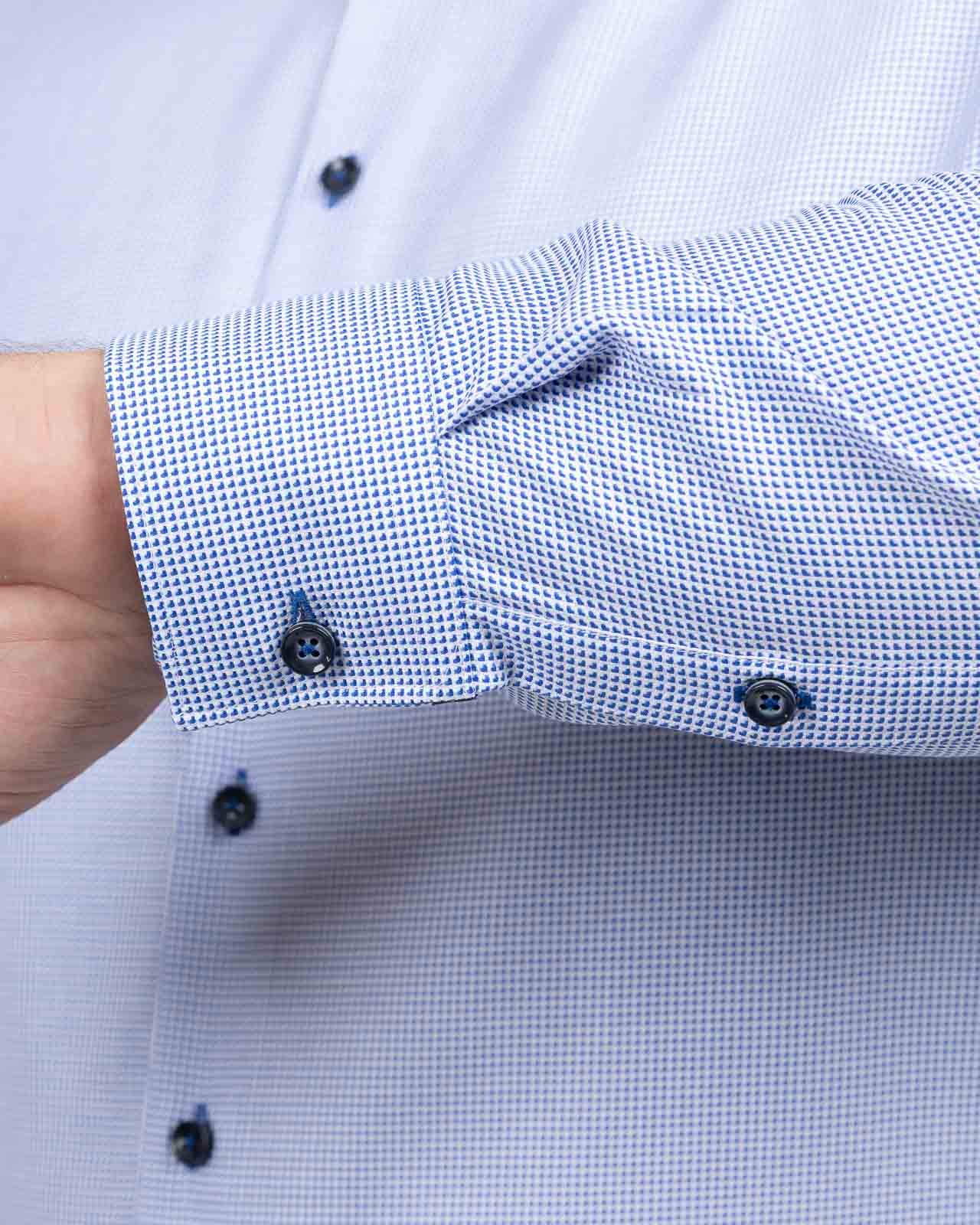 Chemise dobby gaufré grande taille bleu