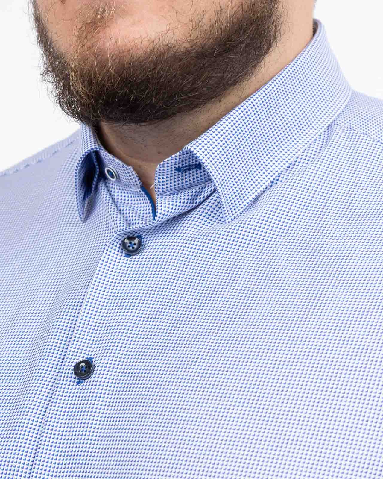 Chemise dobby gaufré grande taille bleu
