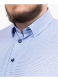 Chemise dobby gaufré grande taille bleu