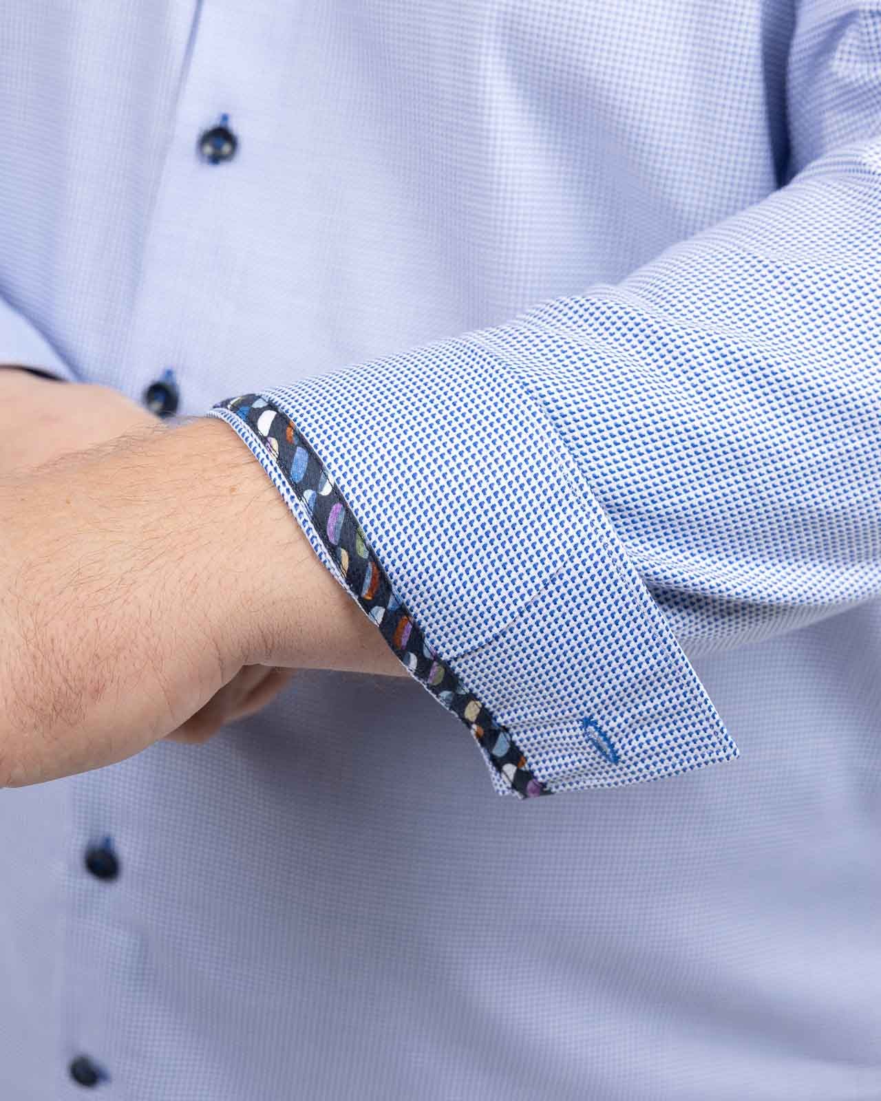 Chemise dobby gaufré grande taille bleu