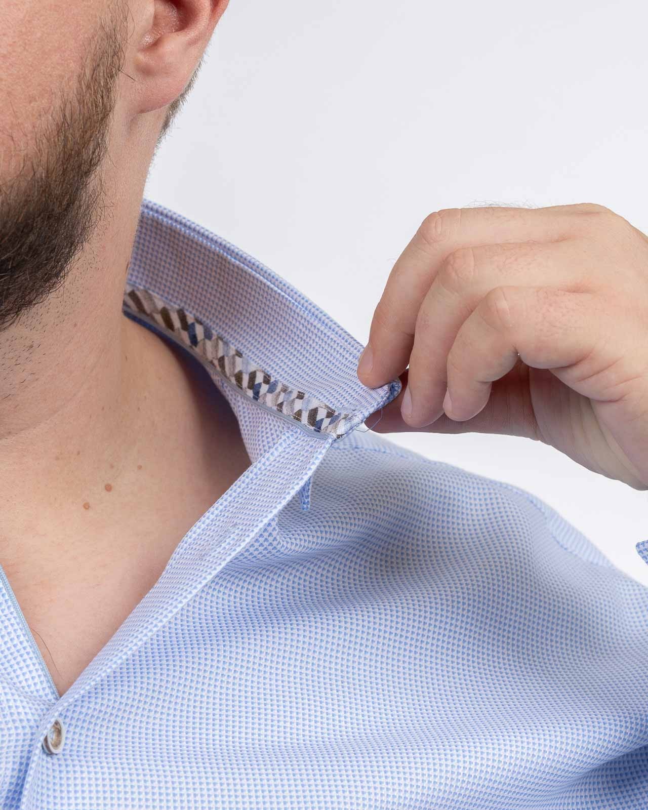 Chemise dobby gaufré grande taille bleu ciel