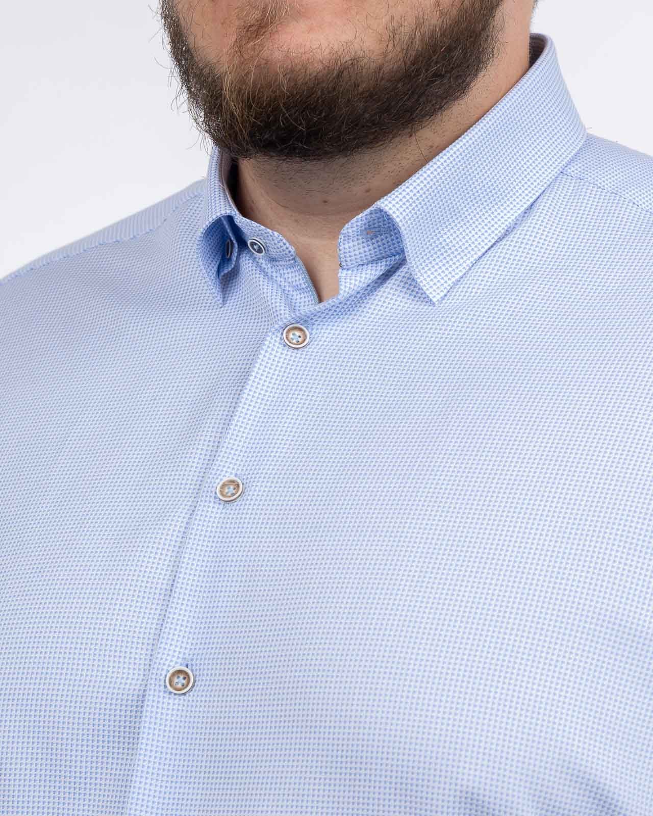 Chemise dobby gaufré grande taille bleu ciel