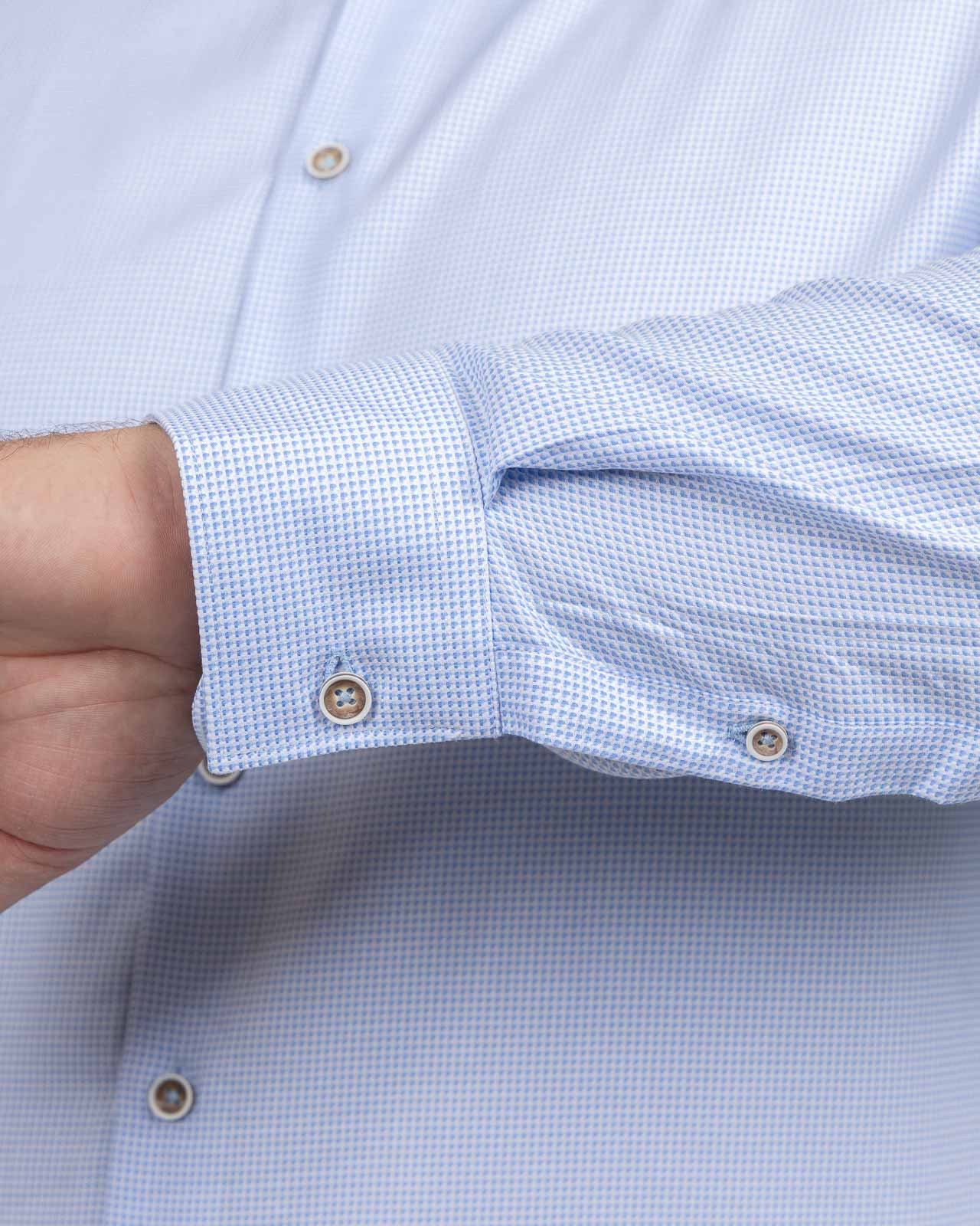 Chemise dobby gaufré grande taille bleu ciel