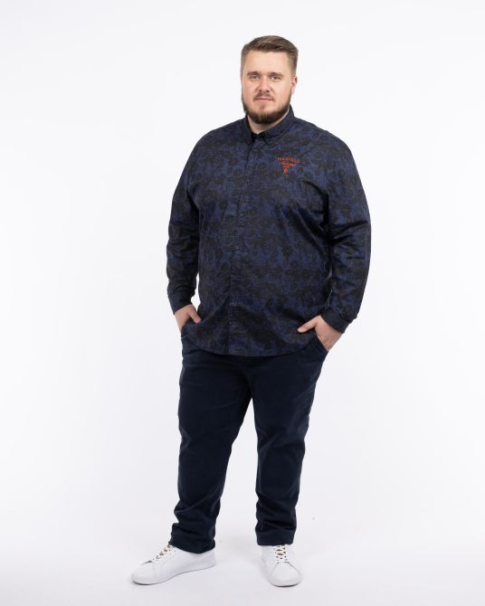 Chemise fleurie grande taille bleu marine