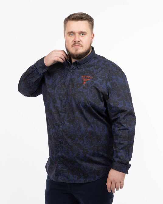 Chemise fleurie grande taille bleu marine