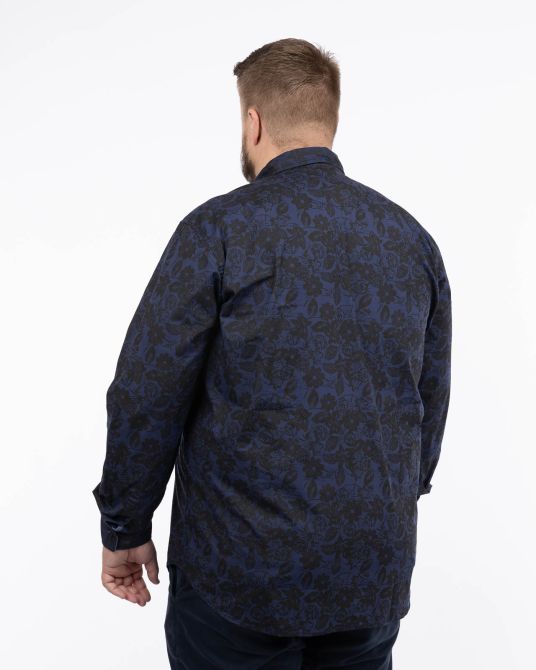 Chemise fleurie grande taille bleu marine