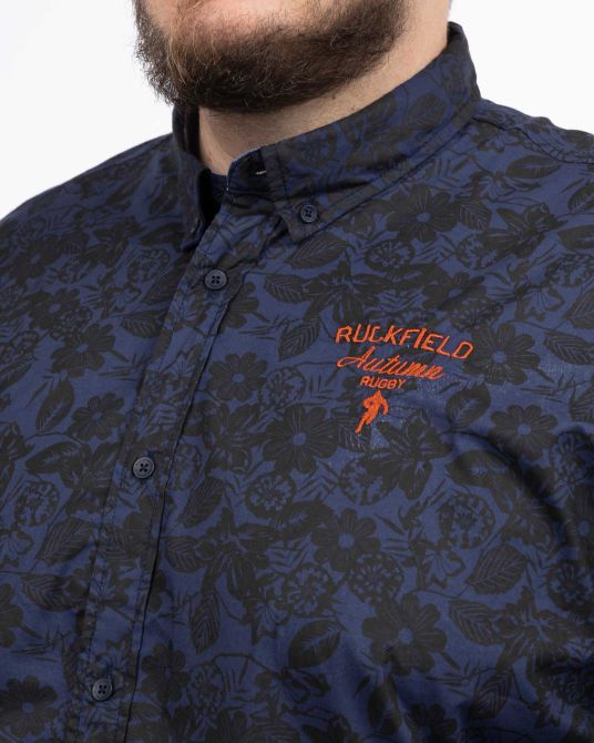 Chemise fleurie grande taille bleu marine