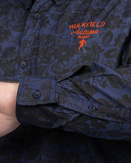 Chemise fleurie grande taille bleu marine