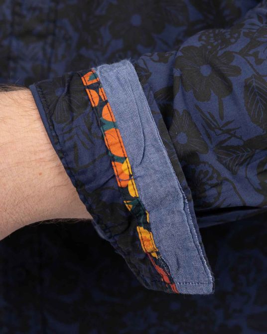 Chemise fleurie grande taille bleu marine