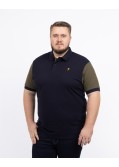 Polo piqué bicolore grande taille bleu marine