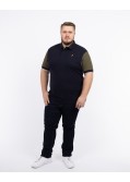 Polo piqué bicolore grande taille bleu marine
