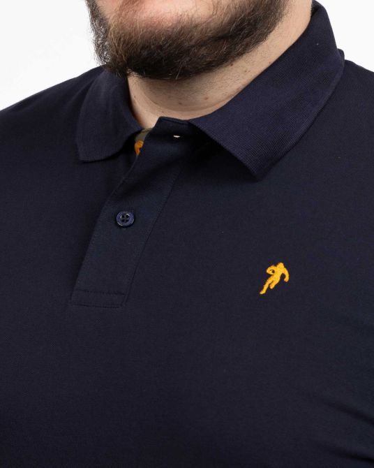 Polo piqué bicolore grande taille bleu marine