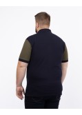 Polo piqué bicolore grande taille bleu marine