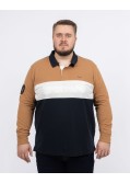 Polo manches longues piqué color block grande taille marron