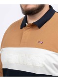 Polo manches longues piqué color block grande taille marron