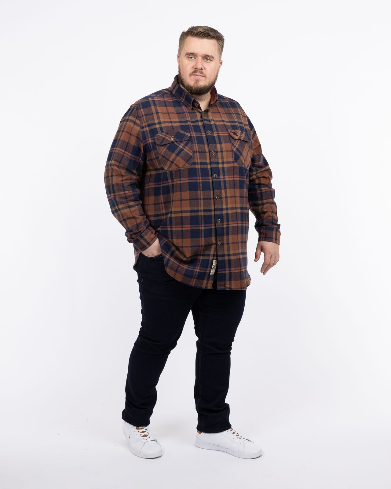 Chemise flanelle à carreaux grande taille bleu marine