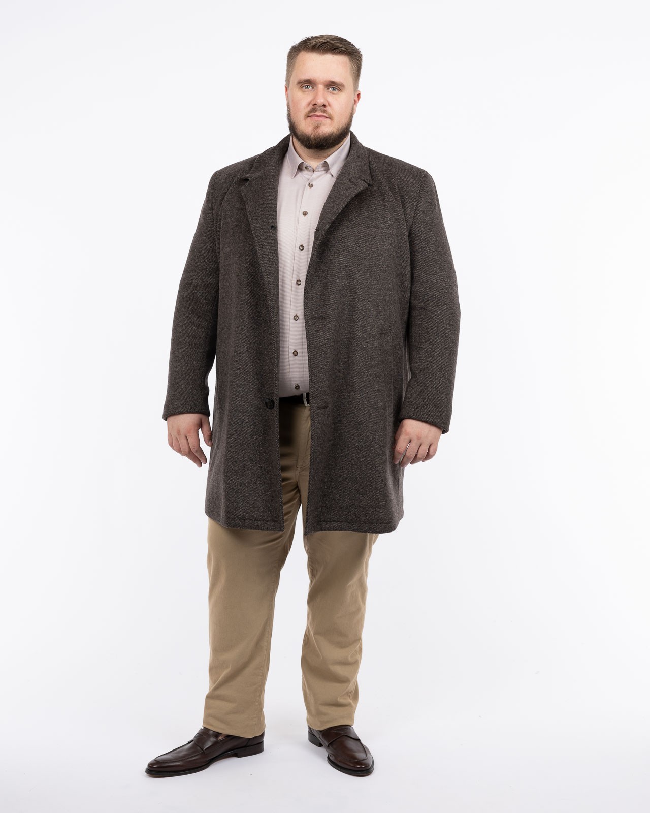 Manteau aspect laine pour homme grand marron