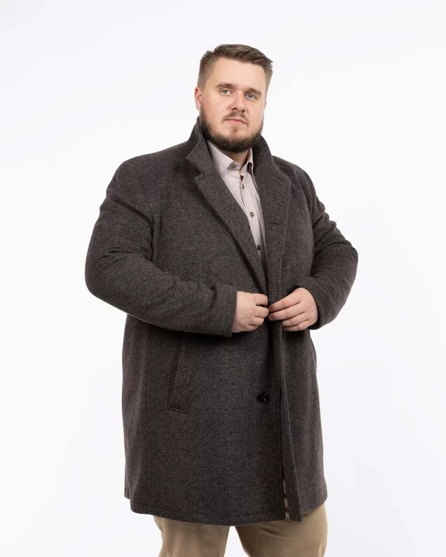 Manteau aspect laine pour homme grand marron