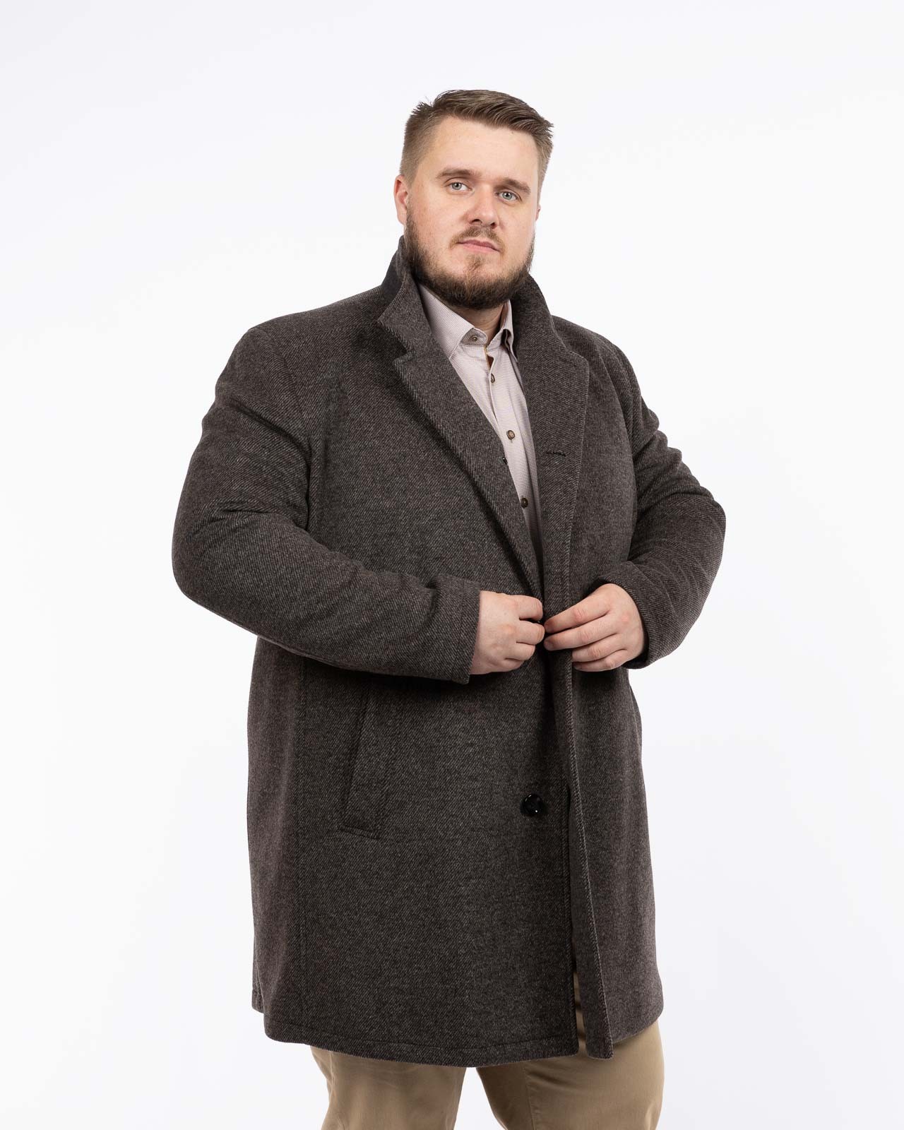 Manteau aspect laine pour homme grand marron