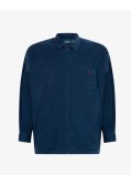 Chemise en velours zippée grande taille bleu marine