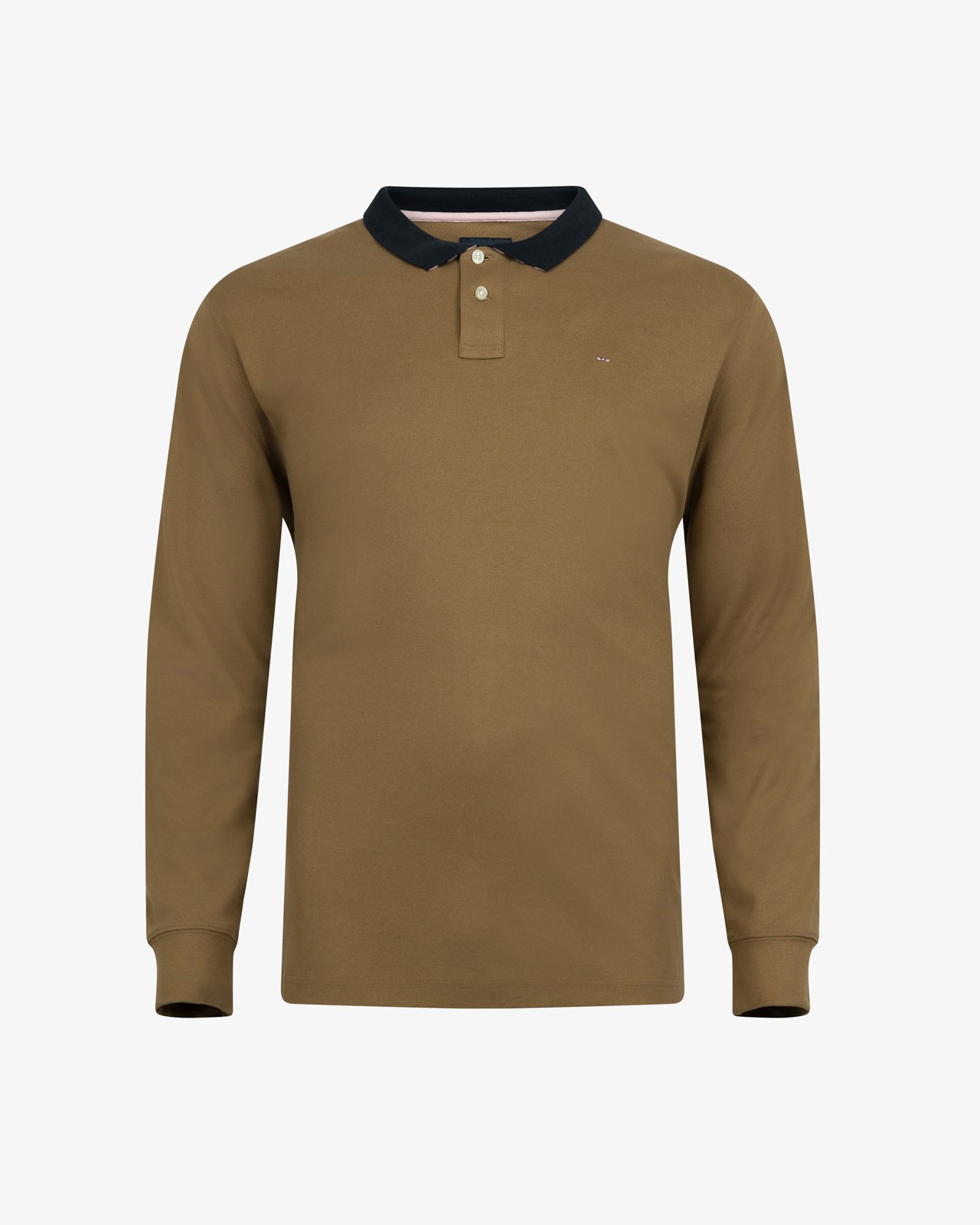 Polo piqué avec col contrasté grande taille marron