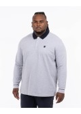 Polo manches longues piqué grande taille gris clair