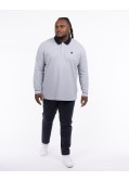 Polo manches longues piqué grande taille gris clair