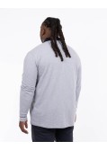 Polo manches longues piqué grande taille gris clair