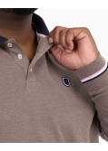 Polo manches longues piqué grande taille marron