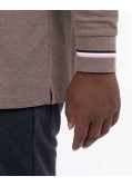 Polo manches longues piqué grande taille marron