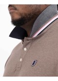 Polo manches longues piqué grande taille marron