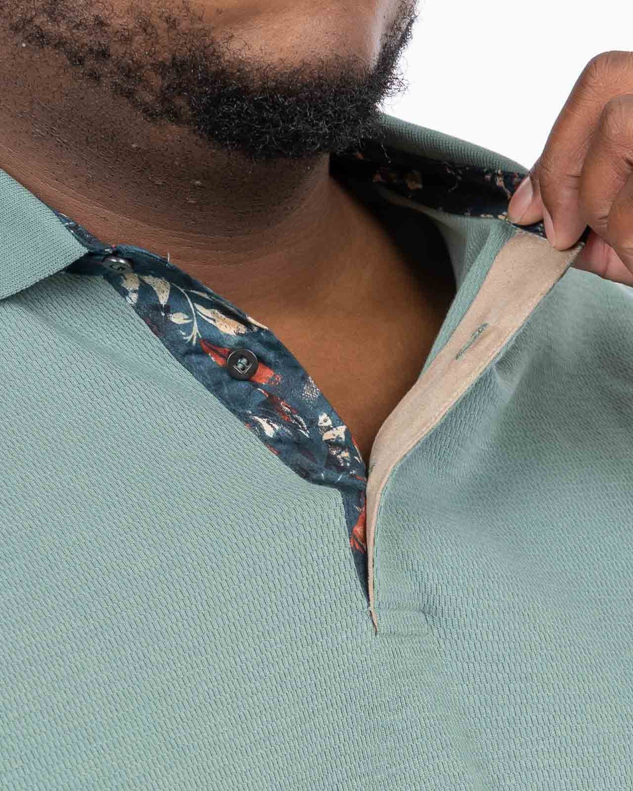 Polo manches longues gaufré grande taille vert amande