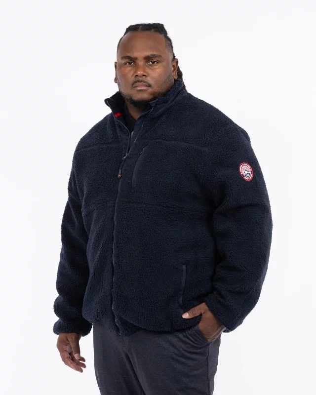Blouson sherpa grande taille bleu marine