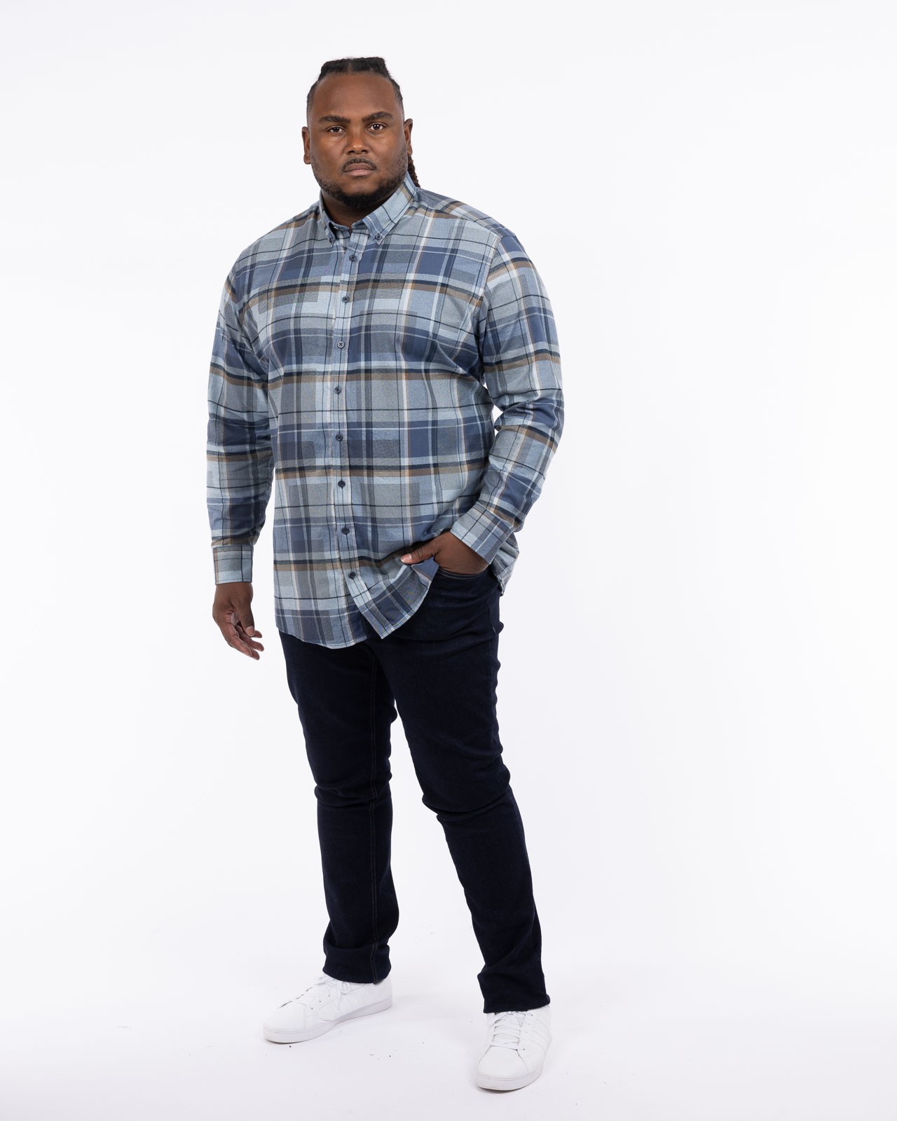 Chemise flanelle à carreaux grande taille bleu indigo