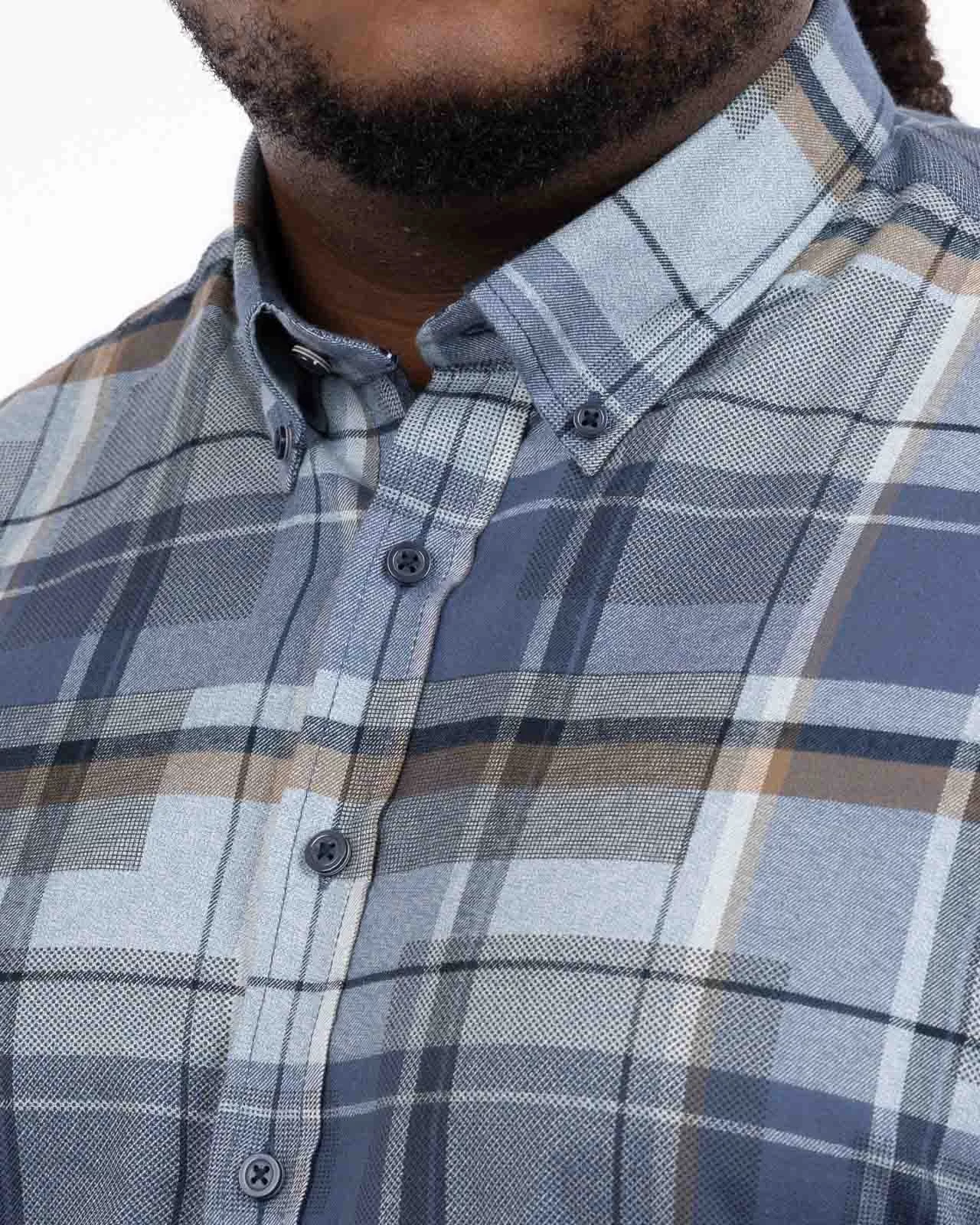 Chemise flanelle à carreaux grande taille bleu indigo