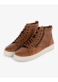 Sneakers en cuir montantes grande taille cognac