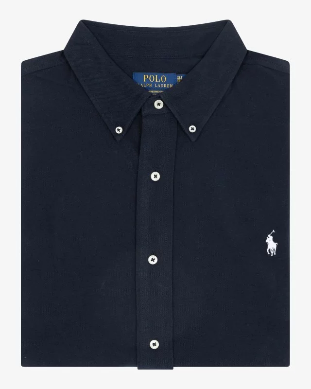 Chemise en maille piqué pour homme grand bleu marine