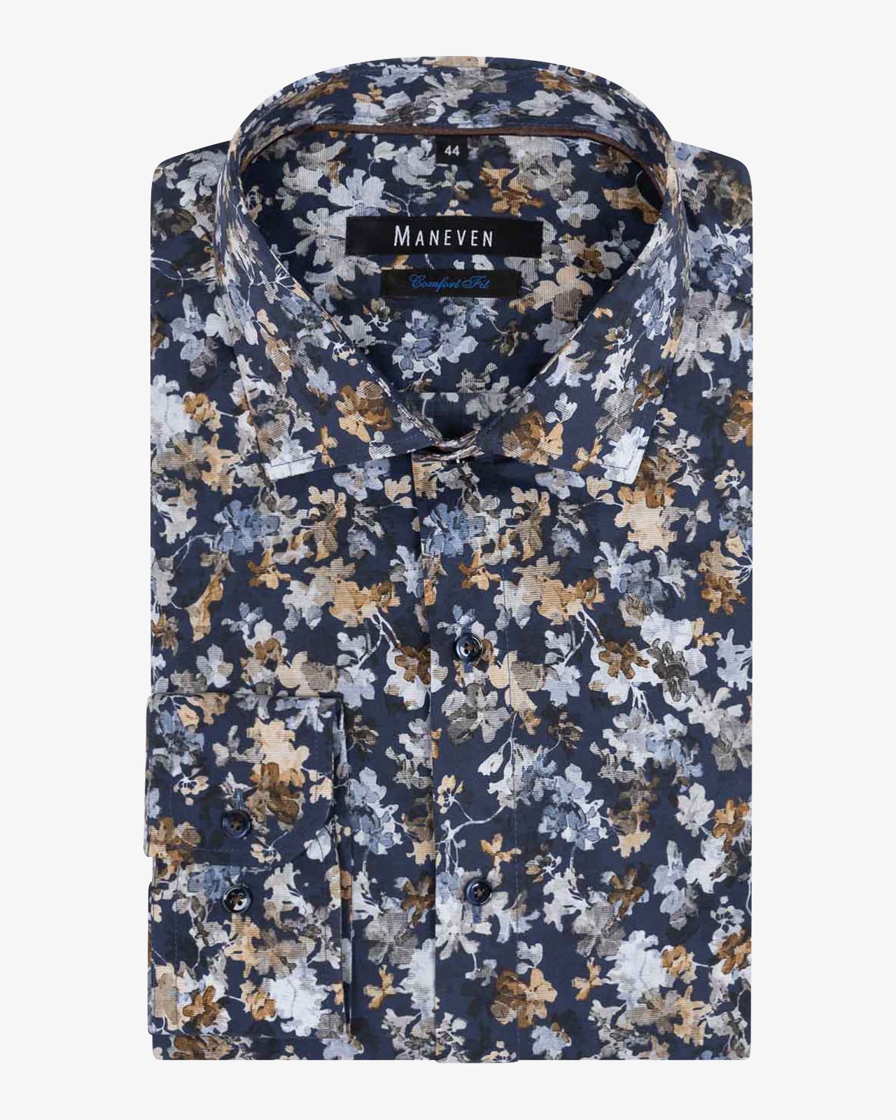 Chemise fleurie facile à repasser grande taille bleu