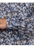 Chemise fleurie facile à repasser pour homme grand bleu indigo
