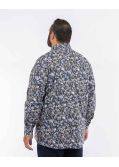 Chemise fleurie facile à repasser pour homme grand bleu indigo