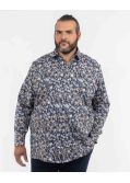 Chemise fleurie facile à repasser pour homme grand bleu indigo