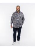 Chemise fleurie facile à repasser pour homme grand bleu indigo